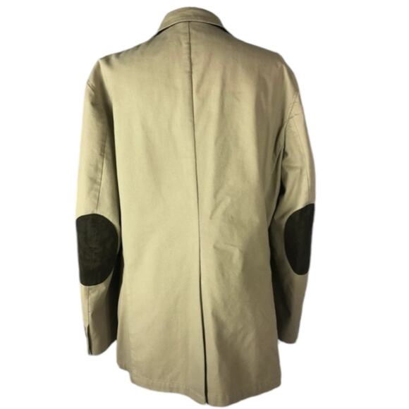 Barn coat stand collar patch elbow Khaki Lands' End 100% cotton 44 R - Picture 2 of 16